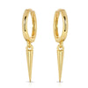 Pair Of 925 Sterling Silver Gold PVD Simple Hoop With Spike Dangle Minimal Hoop Earrings - Pierced Universe