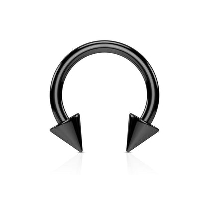 Surgical Steel Black PVD Horseshoe Spike Ring - Pierced Universe