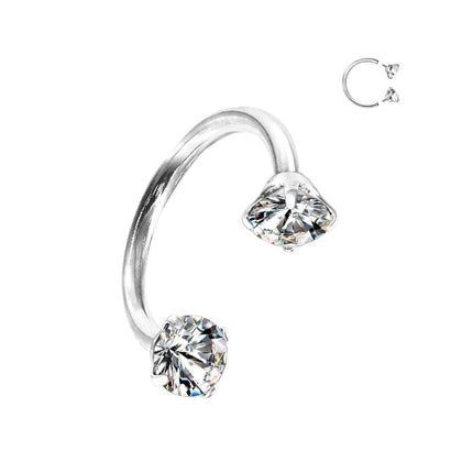 316L Surgical Steel White CZ Internally Threaded 20ga Horseshoe Nose Ring - Pierced Universe