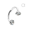 316L Surgical Steel White CZ Internally Threaded 20ga Horseshoe Nose Ring - Pierced Universe