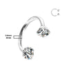 316L Surgical Steel White CZ Internally Threaded 20ga Horseshoe Nose Ring - Pierced Universe