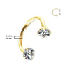 316L Surgical Steel Gold PVD White CZ Internally Threaded 20ga Horseshoe Nose Ring - Pierced Universe