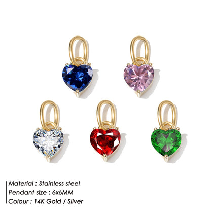 Minimal Pendant Birthstone Clawed Heart Shaped Gem Charm