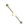 316L Surgical Steel Gold PVD Flat Fixed Heart Shape Industrial Barbell