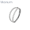 Implant Grade Titanium CZ Pave Double Hoop Hinged Clicker Nose Ring