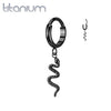 Implant Grade Titanium Black PVD Snake Dangle Hinged Clicker Hoop