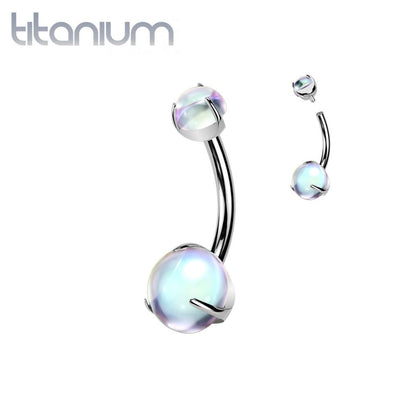 Implant Grade Titanium Iridescent Finish Internally Threaded Belly Ring - Pierced Universe