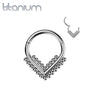 Implant Grade Titanium Beaded Tribal V Shaped Hinged Clicker Hoop - Pierced Universe