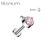 Implant Grade Titanium Pink CZ Cat Internally Threaded Flat Back Labret