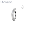Implant Grade Titanium White CZ Pave Gem Hinged Clicker 16ga Curved Barbell