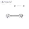 Implant Grade Titanium White CZ Internally Threaded Straight Barbell Nipple Ring - Pierced Universe