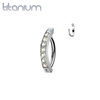 Implant Grade Titanium Aurora Borealis CZ Pave Gem Hinged Clicker 16ga Curved Barbell