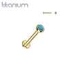 Implant Grade Titanium Gold PVD Turquoise Bezel Internally Threaded Flat Back Labret