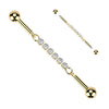 316L Surgical Steel Gold PVD White CZ Chain Flexible Industrial Barbell - Pierced Universe