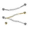 316L Surgical Steel Gold PVD White CZ Chain Flexible Industrial Barbell - Pierced Universe