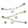316L Surgical Steel Beaded White CZ Circle Dangle Flexible Industrial Barbell - Pierced Universe