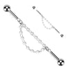316L Surgical Steel White Pearl Chain Dangle Flexible Industrial Barbell - Pierced Universe