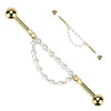 316L Surgical Steel Gold PVD White Pearl Chain Dangle Flexible Industrial Barbell - Pierced Universe