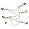 316L Surgical Steel Gold PVD White Pearl Chain Dangle Flexible Industrial Barbell - Pierced Universe