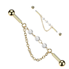 316L Surgical Steel Gold PVD White Pearl Double Chain Dangle Flexible Industrial Barbell