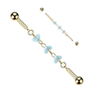 316L Surgical Steel Gold PVD Light Blue Heart Glass Bead Chain Flexible Industrial Barbell