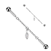 316L Surgical Steel White CZ Bezel Marquise Gem Dangle Flexible Industrial Barbell