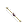 316L Surgical Steel Gold PVD Purple Baguette White & Pink Gem Cluster Industrial Barbell