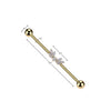 316L Surgical Steel Gold PVD White CZ Wing Design Gem Cluster Industrial Barbell - Pierced Universe
