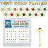 Box of 925 Sterling Silver 18KT Gold Plated Multi Colour CZ Wire Flower Ball End Nose Ring Stud