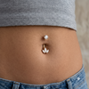 316L Surgical Steel 3 Marquise White CZ Gold PVD Belly Ring