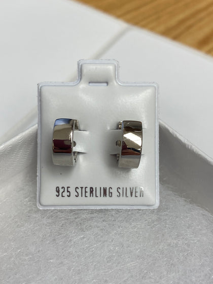 Pair of 925 Sterling Silver Thick 4mm x 7mm Minimal Hoop Earrings