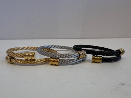 Twisted Rope With Gold Ends Bracelet