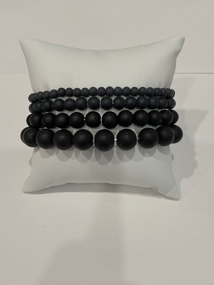 Matte Black Beaded Bracelet