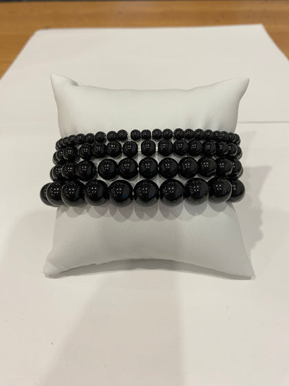 Shiny Black Beaded Bracelet