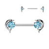 316L Surgical Steel Aqua CZ Dolphin Nipple Ring Straight Barbell