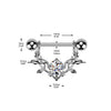 316L Surgical Steel Gold PVD Large White CZ Gem Vine Leaves Shield Nipple Ring Straight Barbell - Pierced Universe