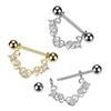 316L Surgical Steel Gold PVD White CZ Filigree Heart Shield Nipple Ring Straight Barbell - Pierced Universe