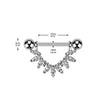 316L Surgical Steel Gold PVD White CZ Marquise Beaded Design Nipple Shield Straight Barbell
