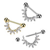316L Surgical Steel Gold PVD White CZ Marquise Beaded Design Nipple Shield Straight Barbell