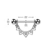 316L Surgical Steel Gold PVD White CZ Floral Lotus Beaded Shield Nipple Ring Straight Barbell - Pierced Universe