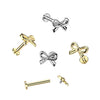 316L Surgical Steel Gold PVD Bow Top Internally Threaded Flat Back Labret - Pierced Universe