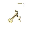 316L Surgical Steel Gold PVD Minimal Slithering Snake Internally Threaded Flat Back Labret - Pierced Universe