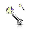 316L Surgical Steel Aurora Borealis CZ Star Internally Threaded Flat Back Labret - Pierced Universe