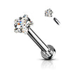 316L Surgical Steel White CZ Star Internally Threaded Flat Back Labret - Pierced Universe