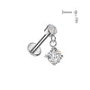316L Surgical Steel White CZ Circle Gem Dangle Internally Threaded Flat Back Labret - Pierced Universe