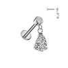 316L Surgical Steel White CZ Teardrop Dangle Internally Threaded Flat Back Labret - Pierced Universe