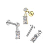 316L Surgical Steel Gold PVD White CZ Baguette Dangle Internally Threaded Flat Back Labret - Pierced Universe