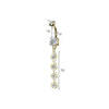 316L Surgical Steel Gold PVD White CZ Gem Long Flower Dangly Belly Ring