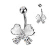 316L Surgical Steel White CZ & Stone Bow Non Dangle Belly Ring - Pierced Universe