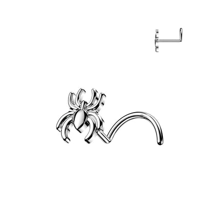 316L Surgical Steel Spider Corkscrew Nose Ring Stud